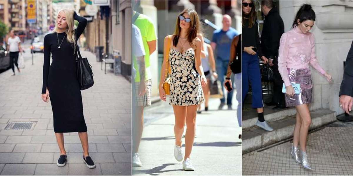 Golden Goose Lightstar Sneakers create Selena's black velvet bustier dress